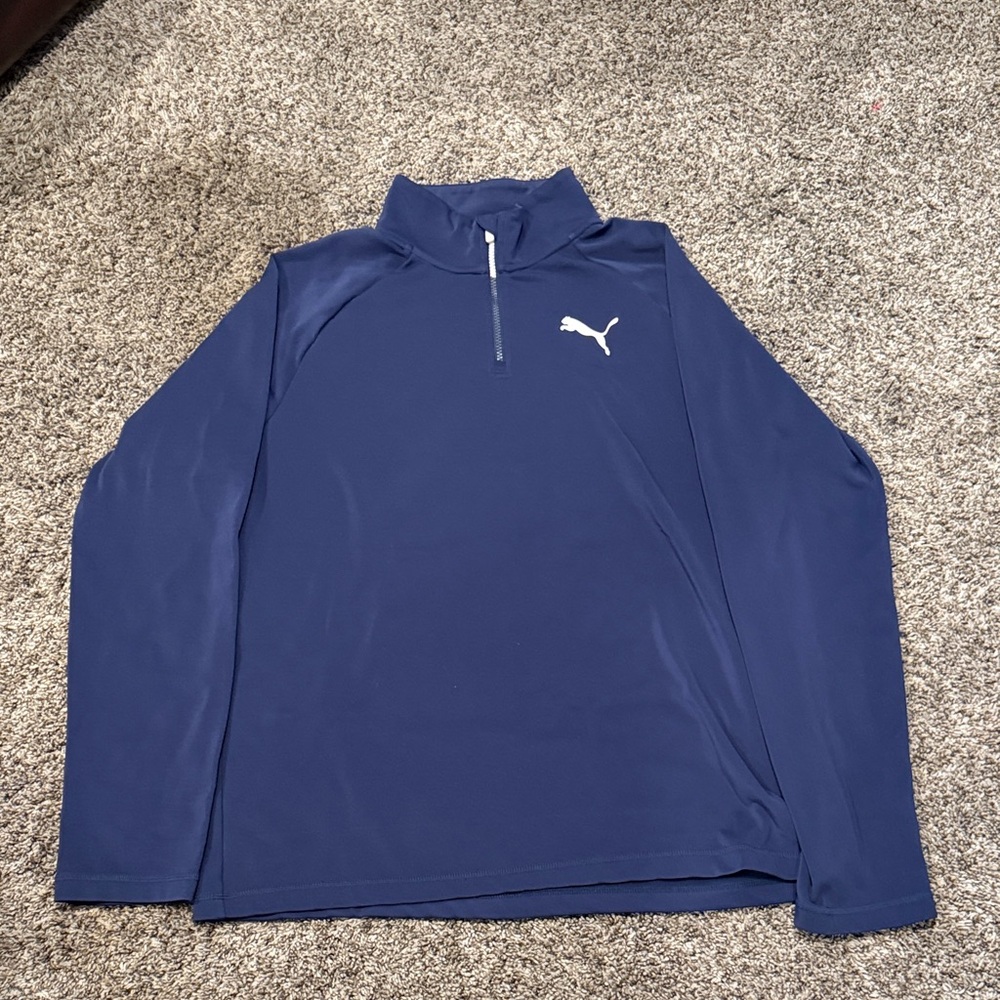 Puma Blue Quarter-Zip Top with White Logo
